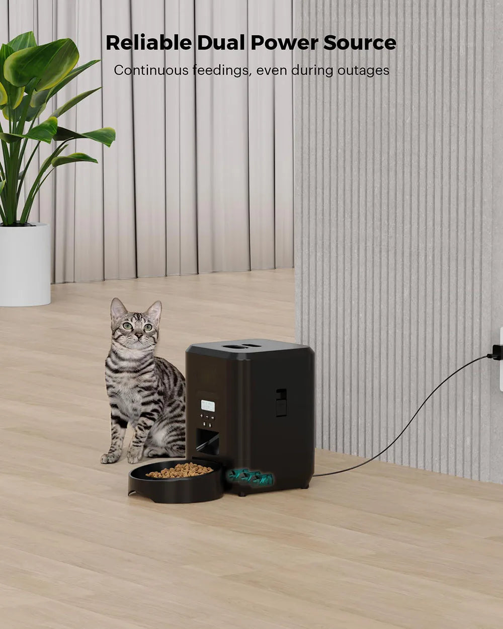 Automatic Cat Feeder with WiFi and App Control - 2L Smart Pet Food Dispenser with Timer and Portion Control
