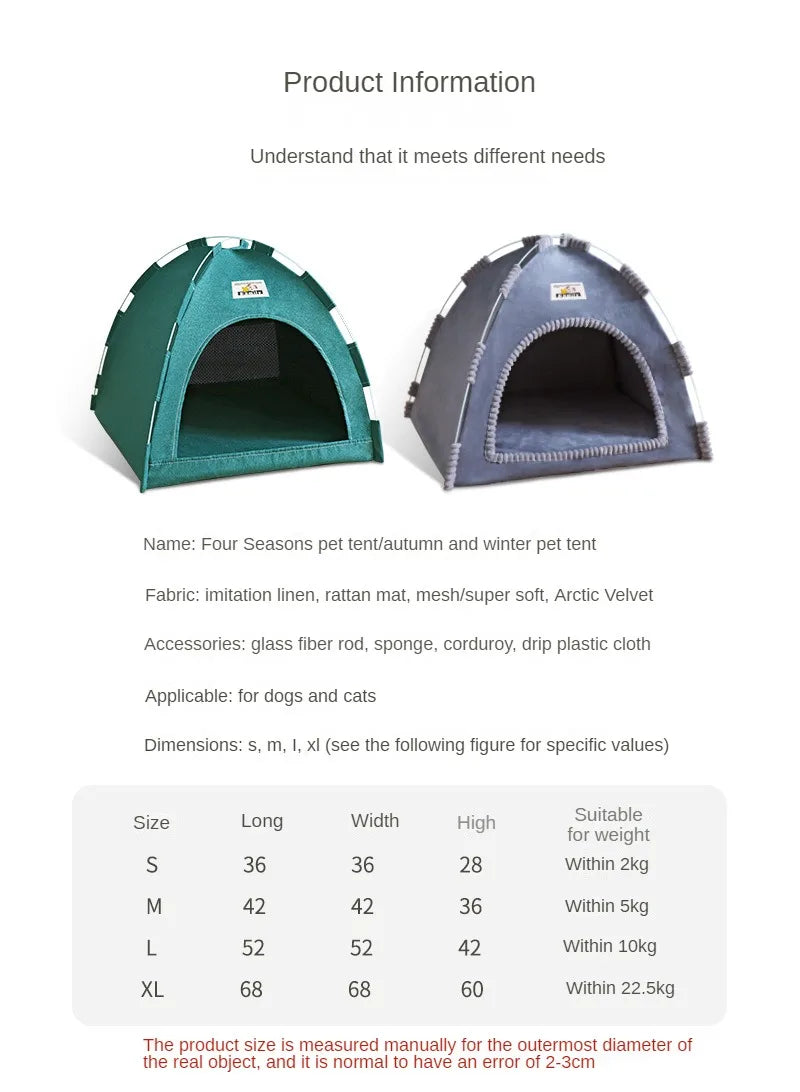 Cosy Cat Cave Tent - Foldable Indoor/Outdoor Pet House with Breathable Design