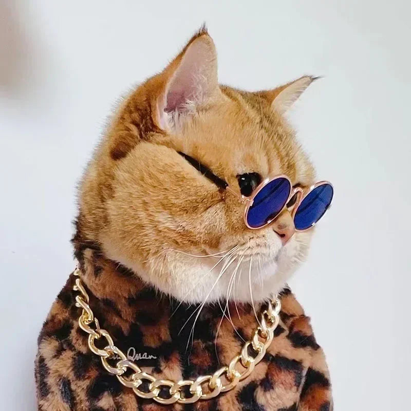 Cat Sunglasses with UV Protection - Cute Pet Photo Props for Cats & Small Dogs