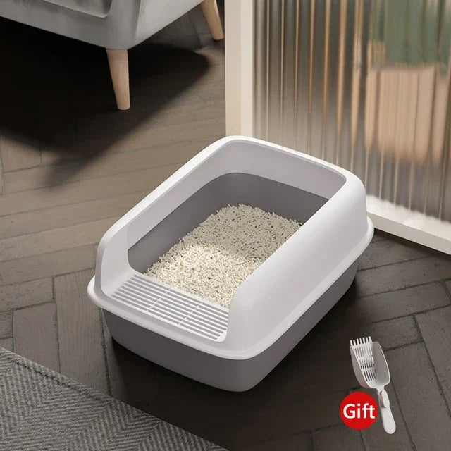 Semi-Enclosed Cat Litter Box with Removable Sifting Tray - Anti-Splash Design for Small Cats & Kittens