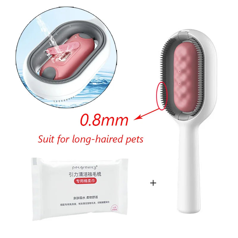 Double-Sided Cat Hair Removal Brush with Cleaning Wipes