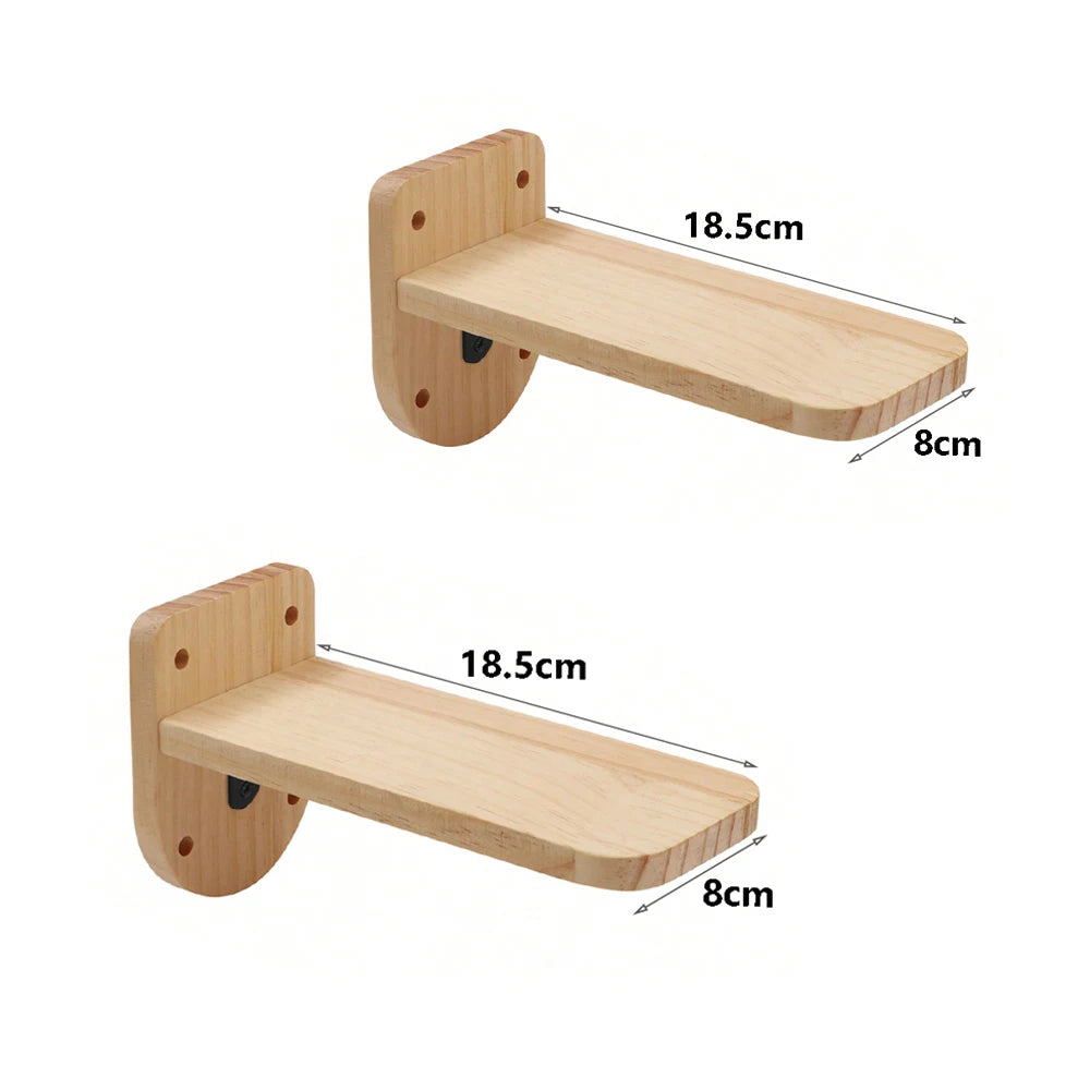 Modular Wall-Mounted Cat Climbing System - Wooden Cat Tree Shelves with Hammocks & Scratching Posts