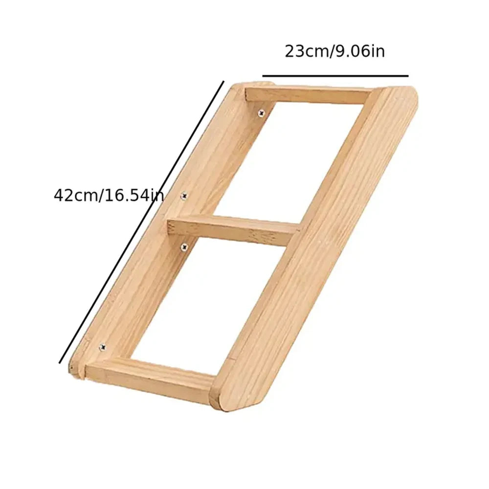 Premium Wall-Mounted Cat Climbing System - Hand-Woven Macramé Hammock with Detachable Wooden Platforms