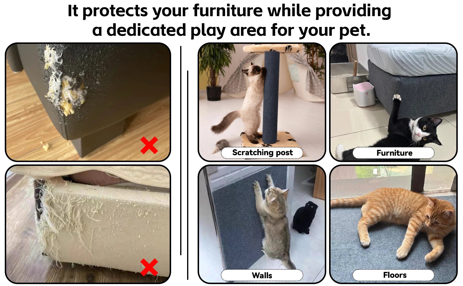 Self-Adhesive Cat Scratch Protection Mat - Furniture Guard for Sofas & Carpets | Trimmable Roll