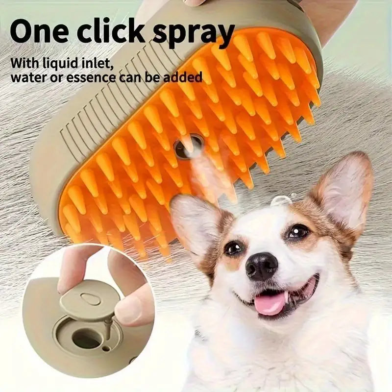 Steam Cat Brush (3-in-1 USB Rechargeable) - Electric Grooming Tool with Massage & Deshedding