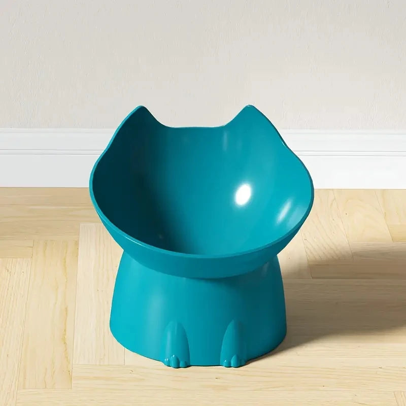 Ergonomic Raised Cat Bowl - Anti-Tip Tilted Feeding Dish for Comfortable Dining & Neck Protection