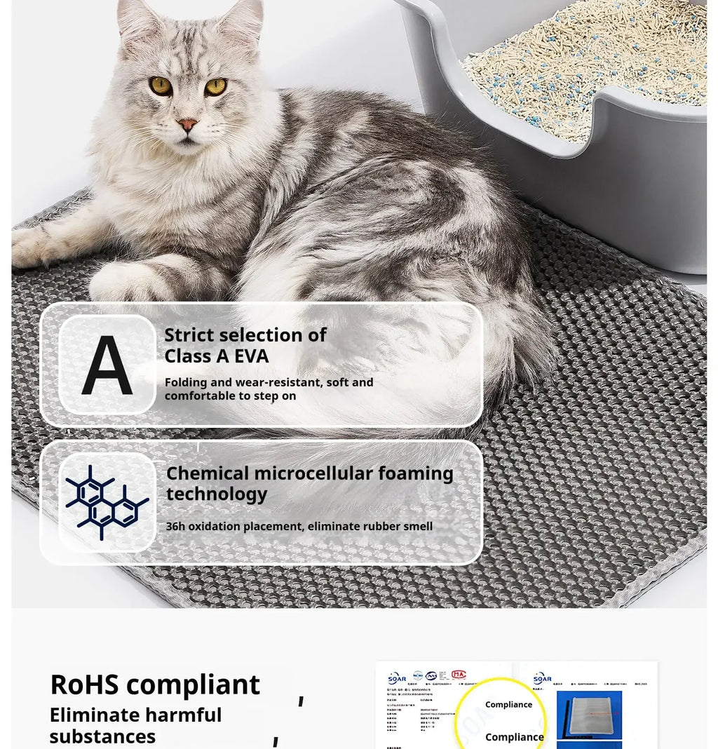 Double Layer Waterproof Cat Litter Mat 60x90cm - Anti-Slip Honeycomb Design with Easy Clean Technology