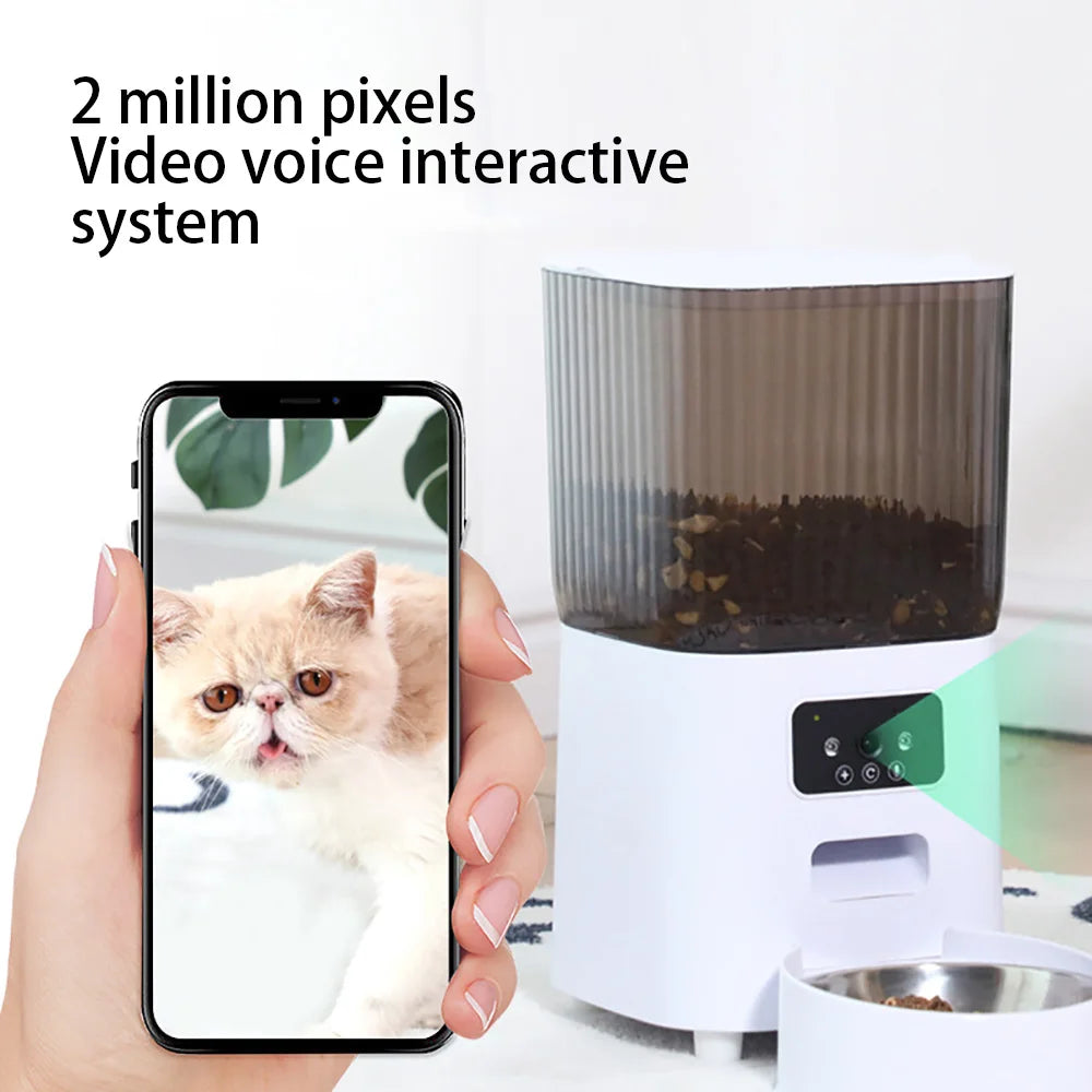 Smart Automatic Cat Feeder with HD Camera - 5L WiFi Pet Food Dispenser with Voice Recording & App Control