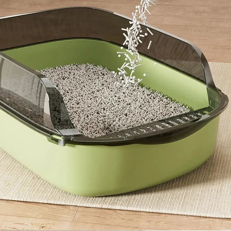 Semi-Enclosed Cat Litter Box with Scoop - Easy-Clean Double Layer Tray for Kittens & Small Pets