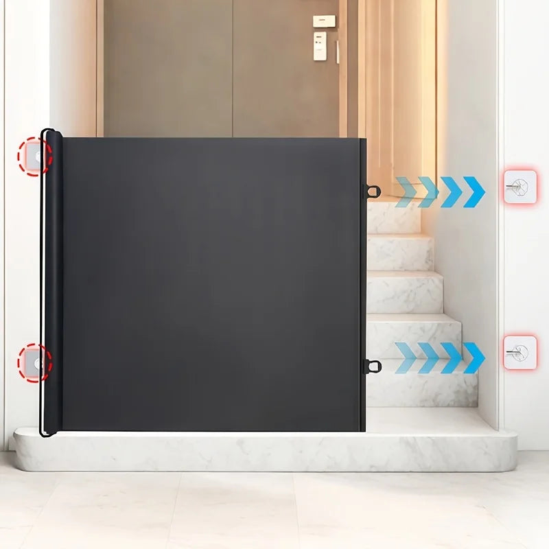 Retractable Cat Safety Gate - Breathable Mesh Pet Barrier for Doorways and Stairs