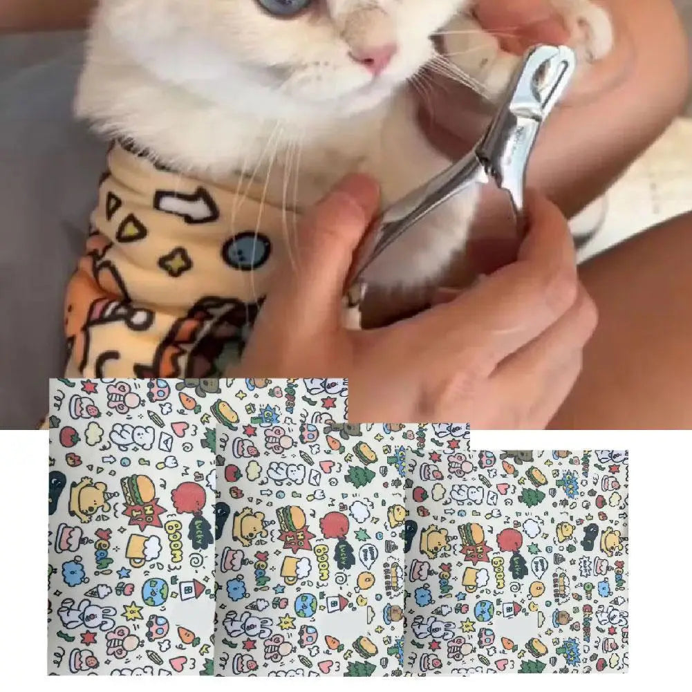 Cat Restraint Wrap - Self-Adhesive Anti-Scratch Grooming Aid for Nail Trimming, Cleaning & Vet Visits