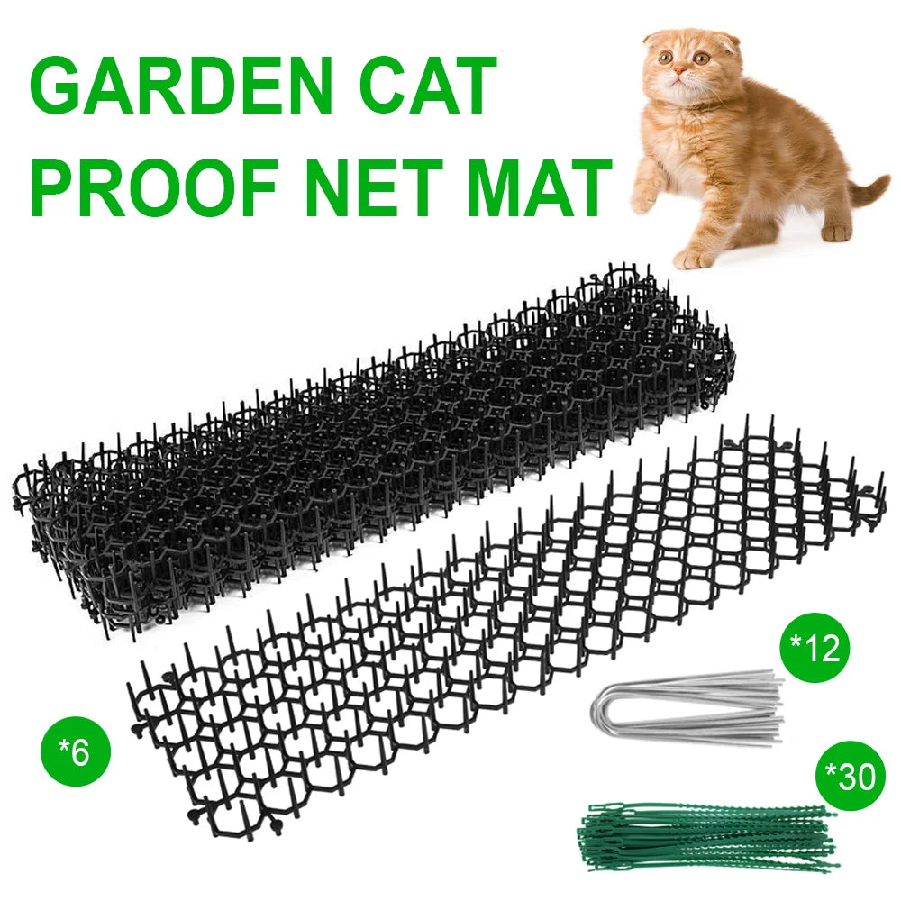 Cat Deterrent Mats - Pack of 6/10 Prickle Strips with Ground Pegs for Garden & Furniture Protection