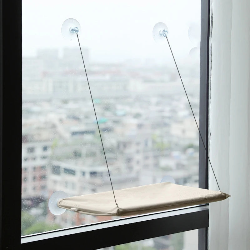 Window Cat Hammock - Suction Cup Mounted Bed with City Views & 20kg Weight Capacity