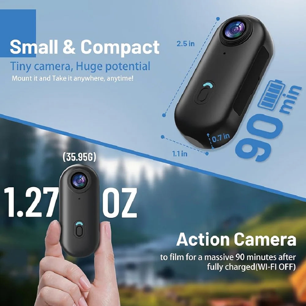 WiFi Pet Collar Camera - 4K Ultra HD Action Camera with Magnetic Mount & App Control