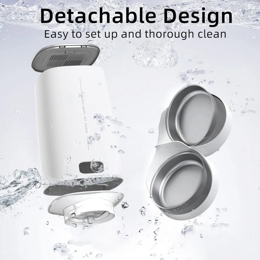 ROJECO Automatic Cat Feeder - Smart WiFi Pet Food Dispenser with Remote Control for Cats and Small Dogs