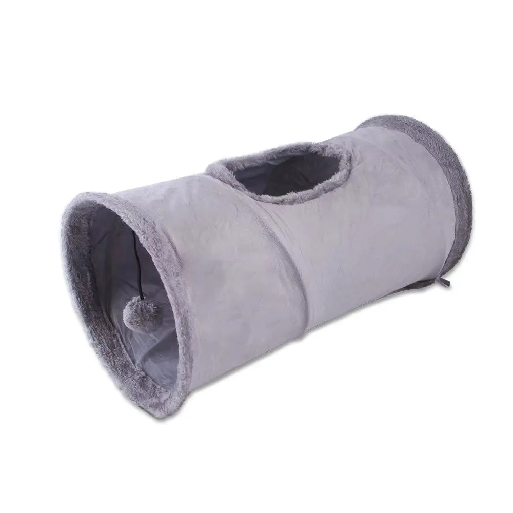 Collapsible Cat Tunnel - Interactive Play & Hide Toy for Cats, Kittens & Small Pets | Suede Finish | 2-Way & 3-Way Options Available