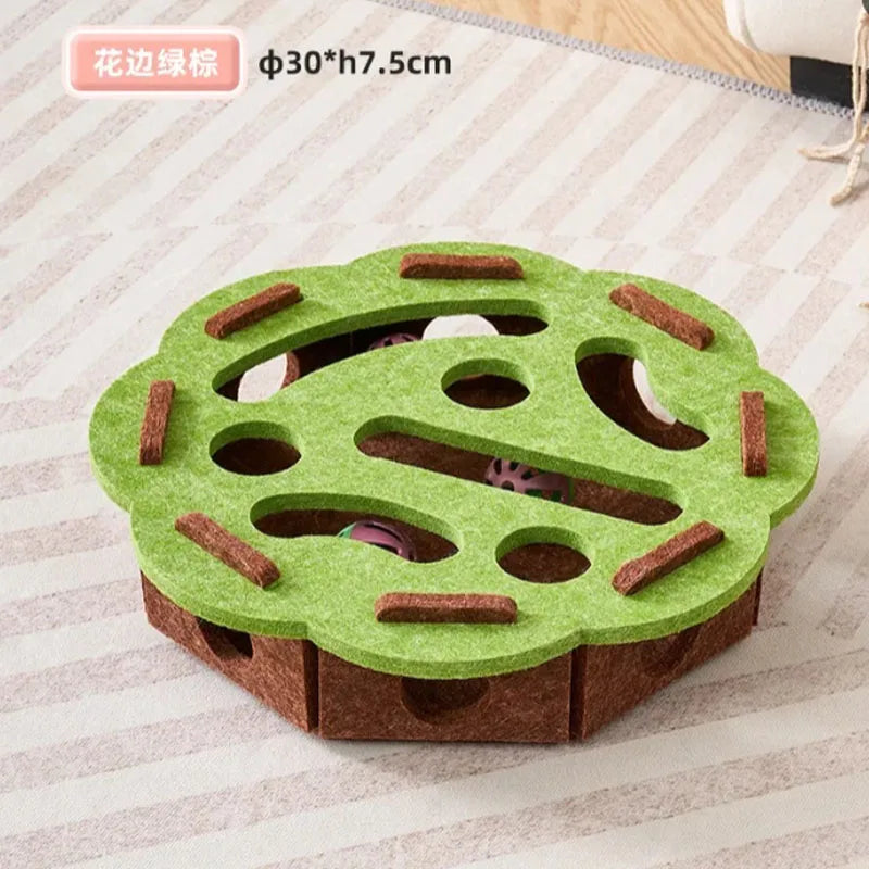 Interactive Cat Puzzle Toy - Multi-Level Hunting Game with Felt Surface & Multiple Play Modes