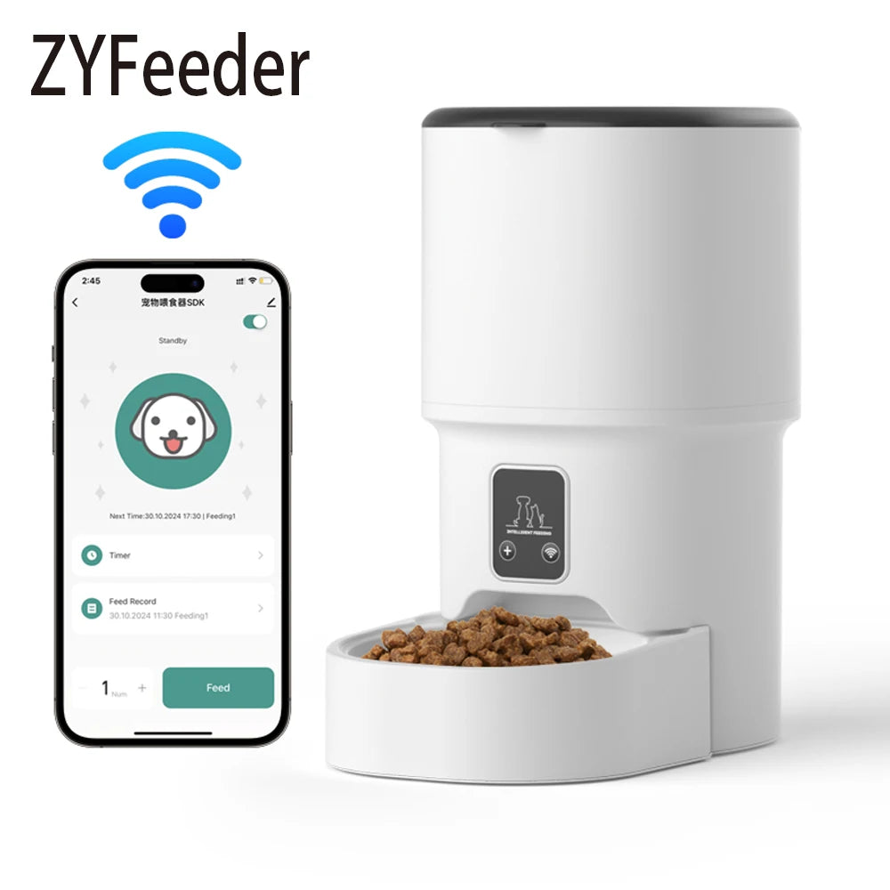 ZYfeeder 4L WiFi Smart Automatic Cat Feeder with Programmable Timer and LCD