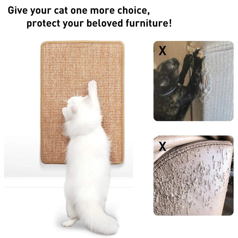 Natural Sisal Cat Scratching Mat - Horizontal Floor Pad for Furniture and Carpet Protection