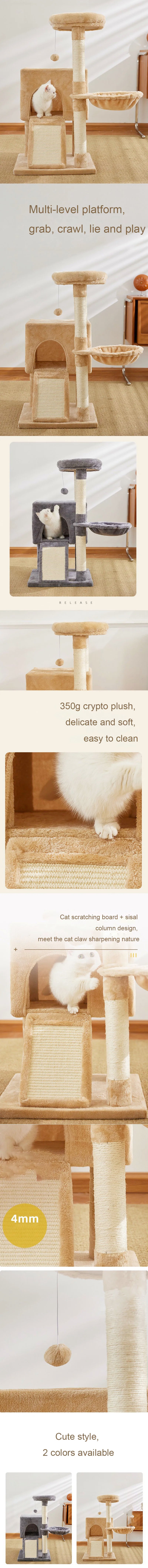 Multi-Level Cat Activity Centre with Dual Hideaways & Sisal Scratching Posts