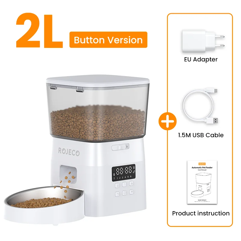 ROJECO Automatic Cat Feeder with Programmable Timer - Smart Dry Food Dispenser for Cats or Small Dogs