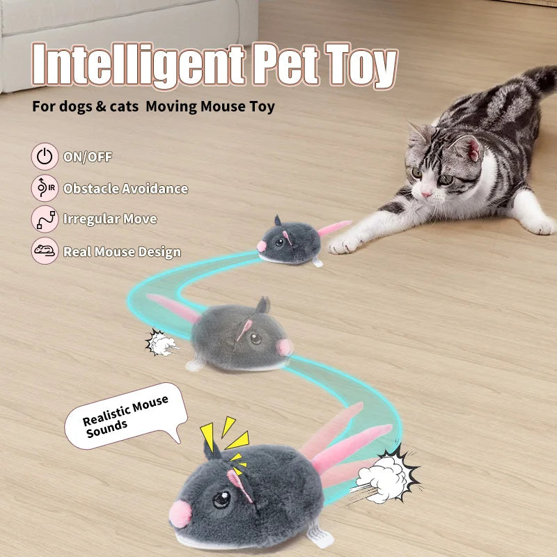 Interactive Electric Mouse Cat Toy - Realistic Moving Plush Pet Entertainment
