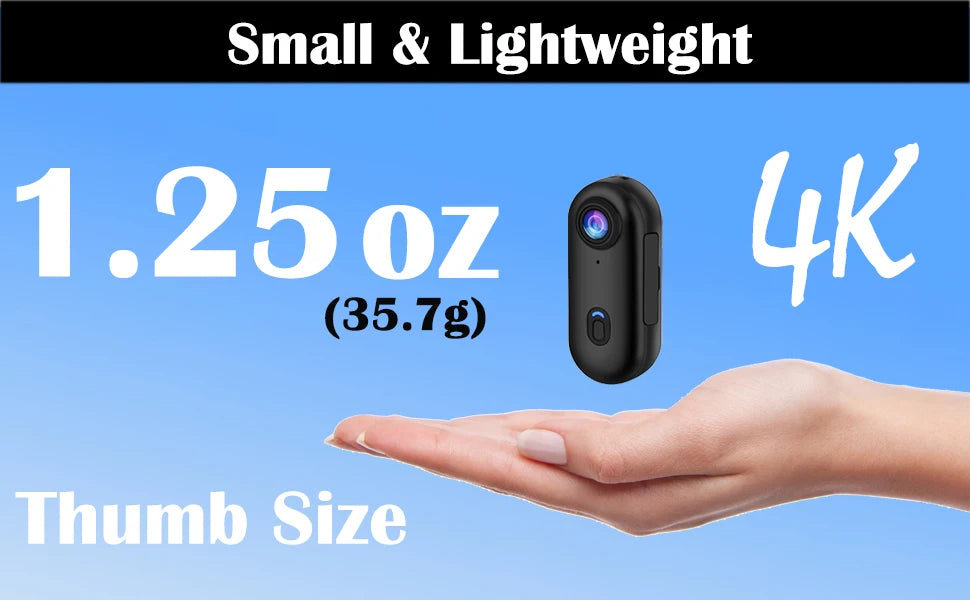 4K Ultra-Compact WiFi Action Camera - Thumb-Sized Wireless Recording Device for Pet Monitoring & Family Adventures