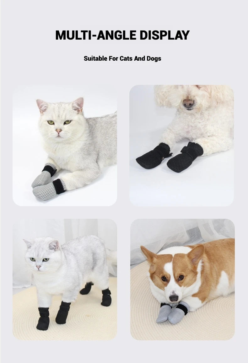Cat Paw Protector Socks - Soft Anti-Scratch Booties with Secure Velcro Fastening for Indoor Cats