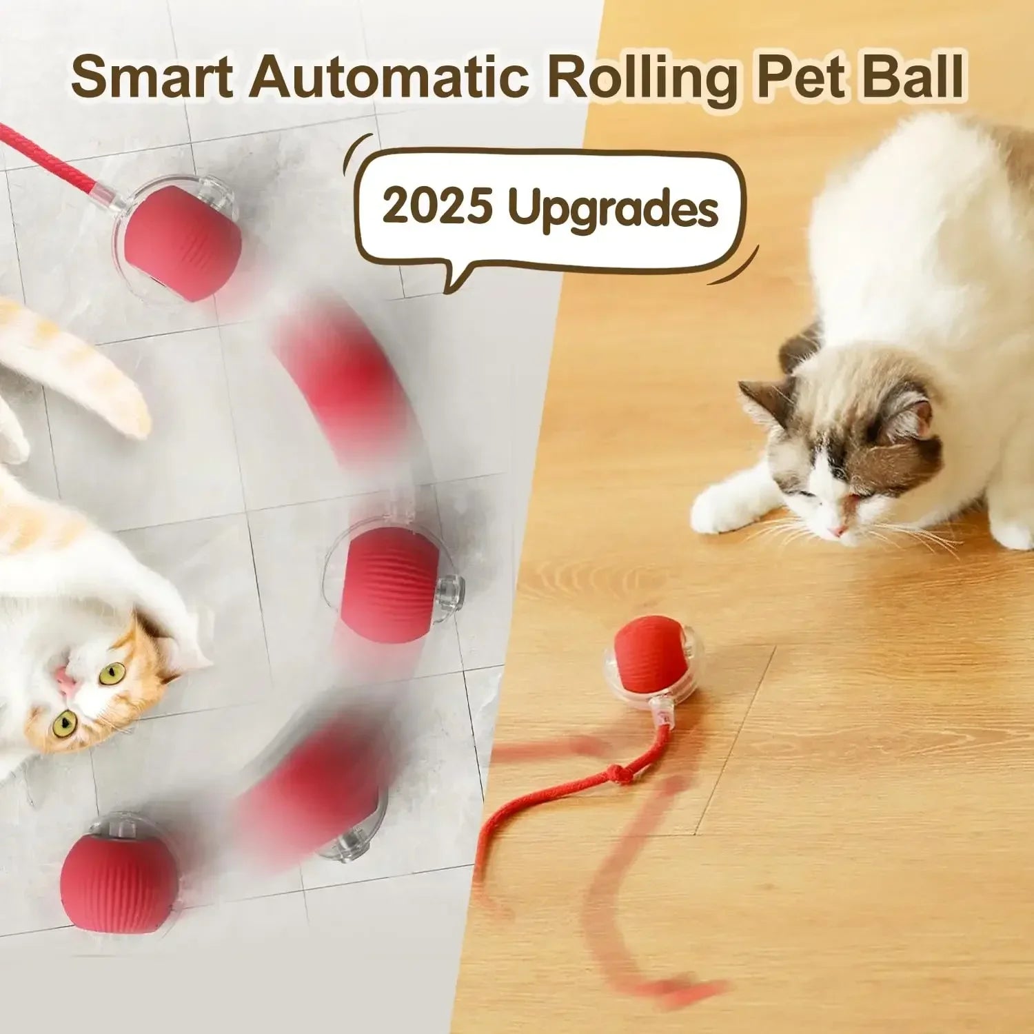 Smart Interactive Cat Ball - USB Rechargeable Auto-Rolling Toy with Intelligent Motion Sensors