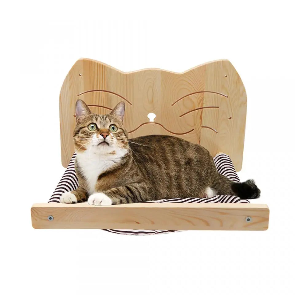 Wooden Cat Wall Climbing System - Modular Shelves & Scratching Posts with Sisal Rope