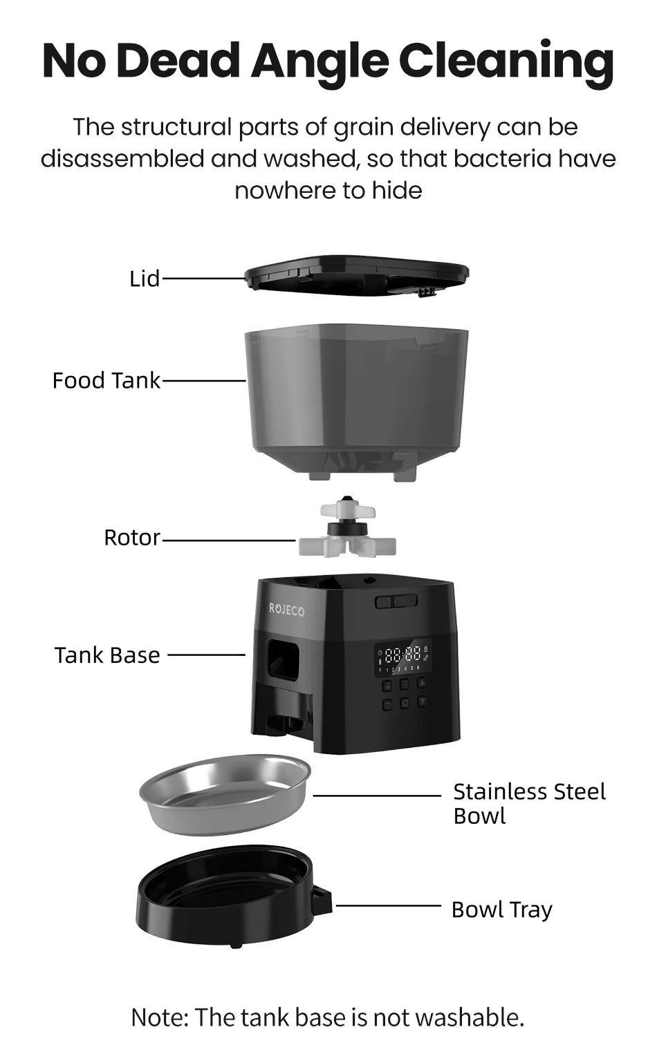 ROJECO Automatic Cat Feeder with Programmable Timer - Smart Dry Food Dispenser for Cats or Small Dogs