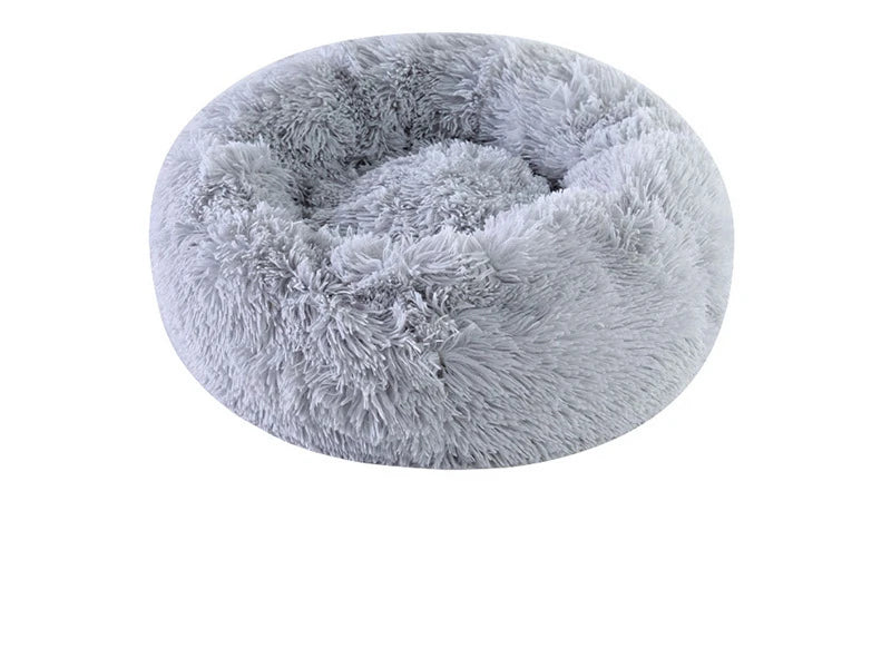 Luxurious Round Plush Cat Bed - Cosy Donut Design with Removable Washable Cover
