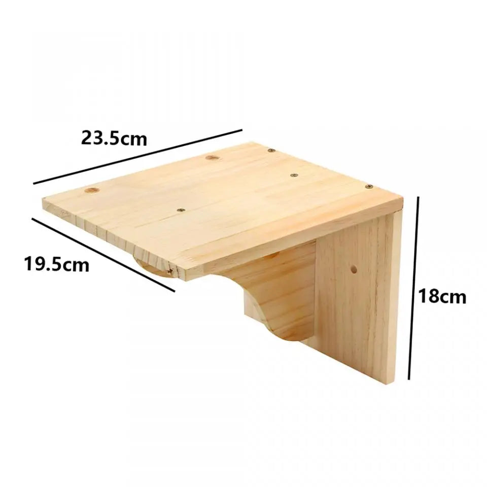 Wooden Cat Wall Climbing System - Modular Shelves & Scratching Posts with Sisal Rope