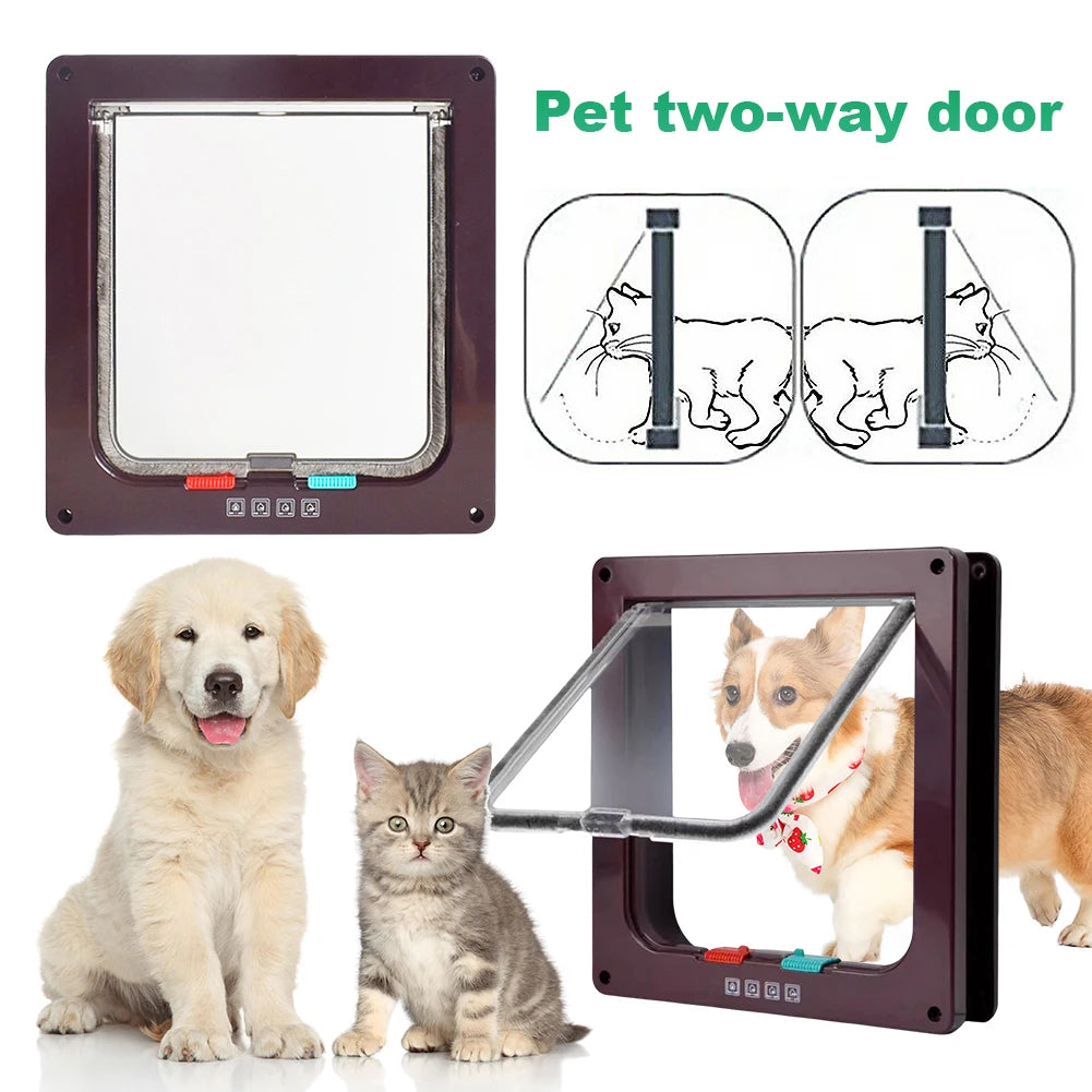 Cat Flap with 4-Way Security Lock - ABS Plastic Pet Door for Cats and Small Pets