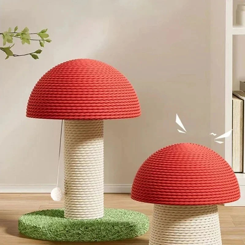 Mushroom Cat Scratching Post - Adorable Sisal Rope Scratcher with Stable Base