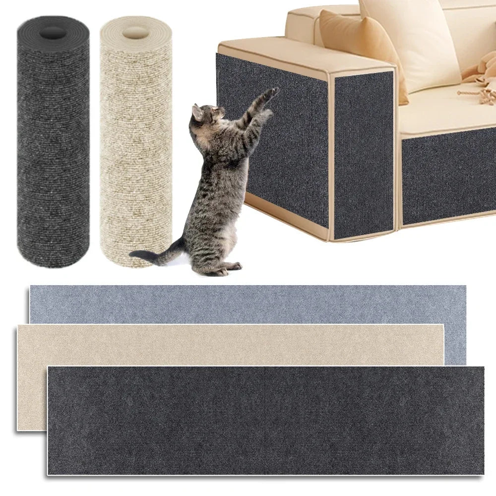 Self-Adhesive Cat Scratching Mat - Furniture Protection & Climbing Surface for Cat Trees