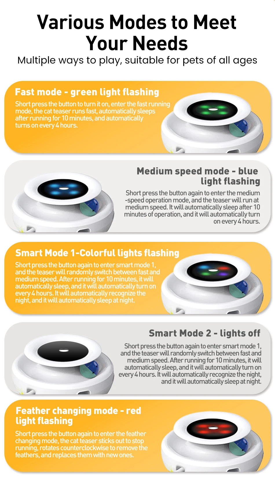 ROJECO 2-in-1 Interactive Cat Toy - Automatic Feather Wand & Rolling Ball Set with 5 Play Modes