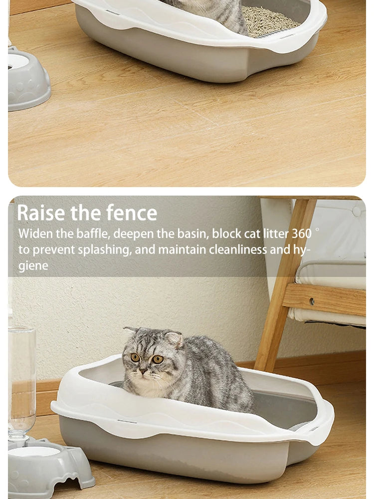 Semi-Enclosed Cat Litter Box - Large Splash-Proof Design with Anti-Tracking Pedal Ventilation System