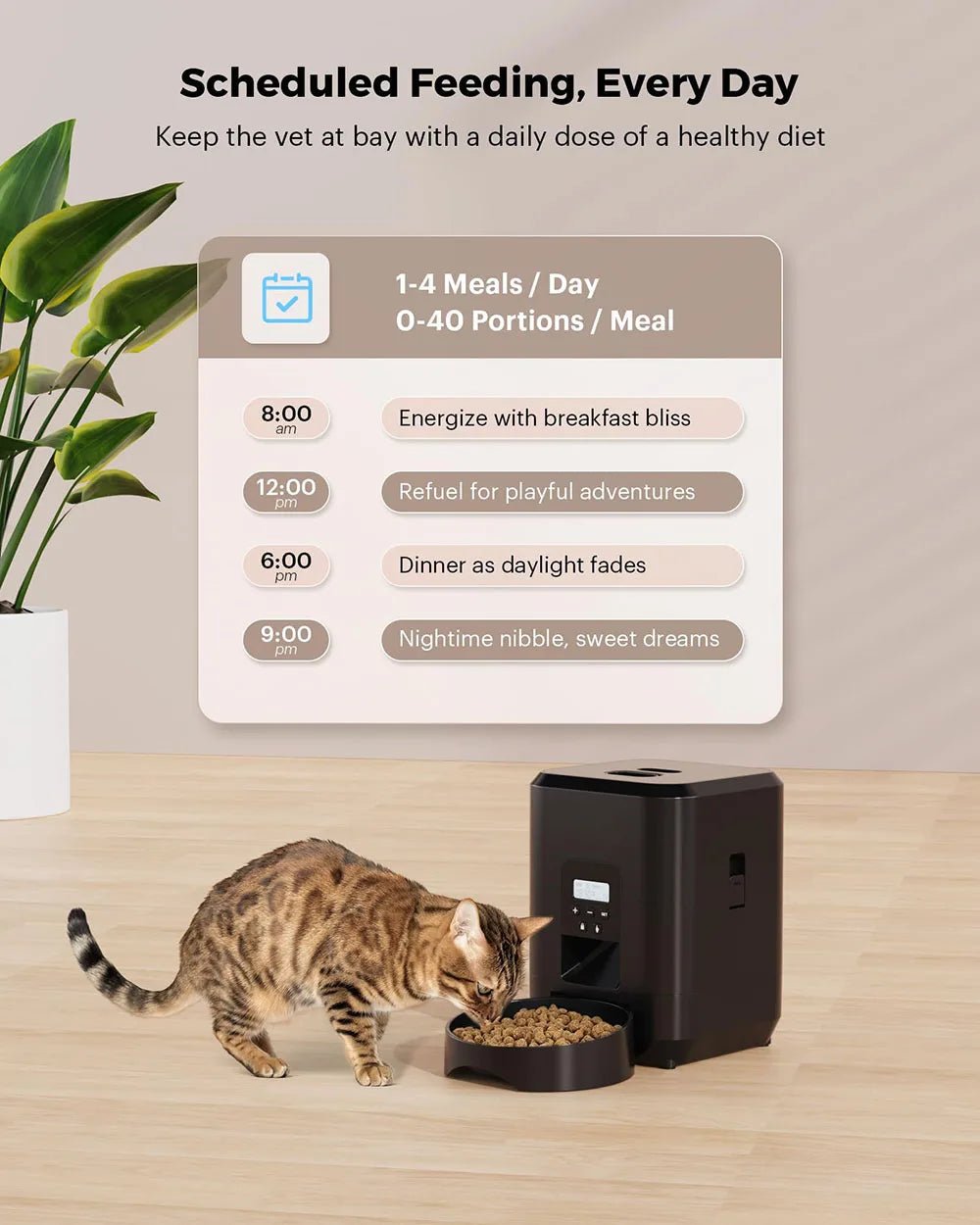 Automatic Cat Feeder with WiFi and App Control - 2L Smart Pet Food Dispenser with Timer and Portion Control