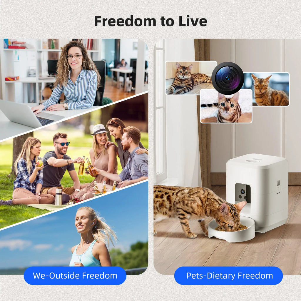 ZYFeeder 2L Smart Automatic Cat Feeder with Wi-Fi Camera - Remote Controlled Pet Food Dispenser for Cats and Dogs (Mains Adaptor Not Included)
