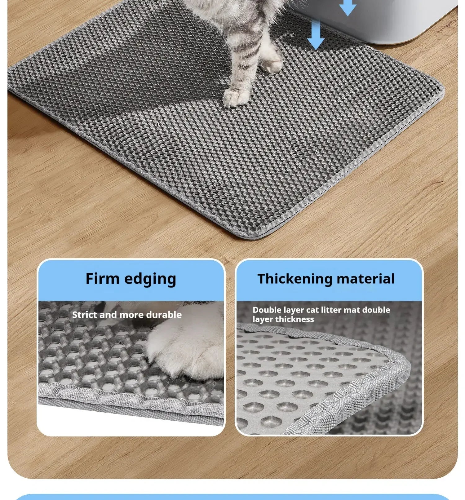 Double Layer Waterproof Cat Litter Mat 60x90cm - Anti-Slip Honeycomb Design with Easy Clean Technology
