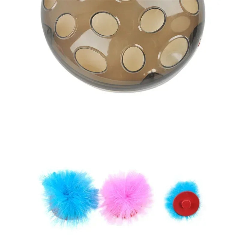 Magnetic Levitation Cat Toy - Rechargeable Interactive Feather Spinner with Plush Balls