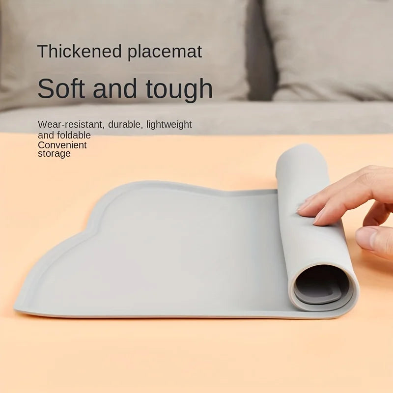 Silicone Cat Feeding Mat - Waterproof Food Bowl Placemat with Raised Edges