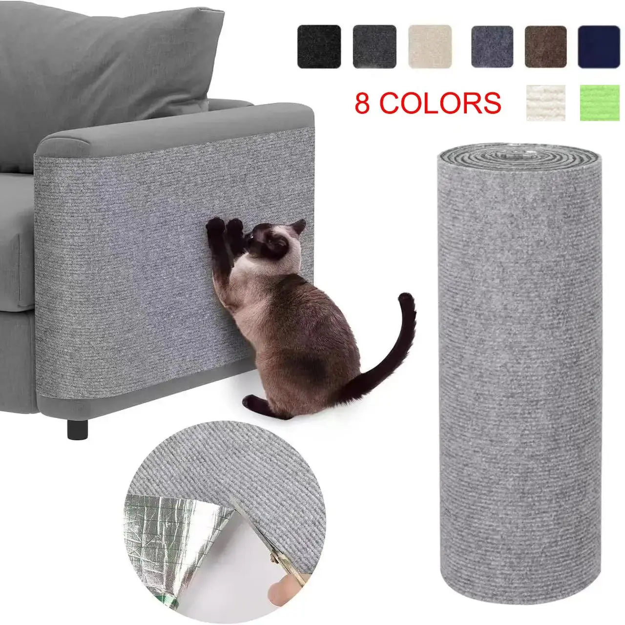 Self-Adhesive Cat Scratching Mat - Trimmable Furniture Protector for Sofas, Corners and Walls