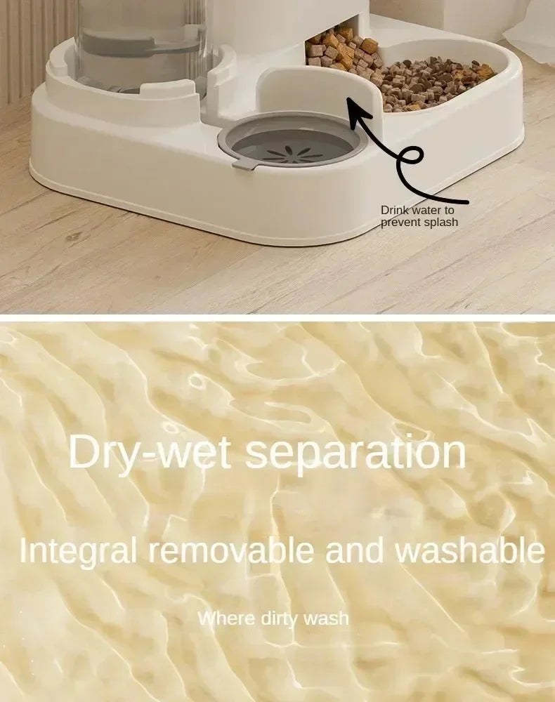 Automatic Cat Feeder and Water Fountain - Gravity-Fed Dual Bowl System with Large Capacity Storage