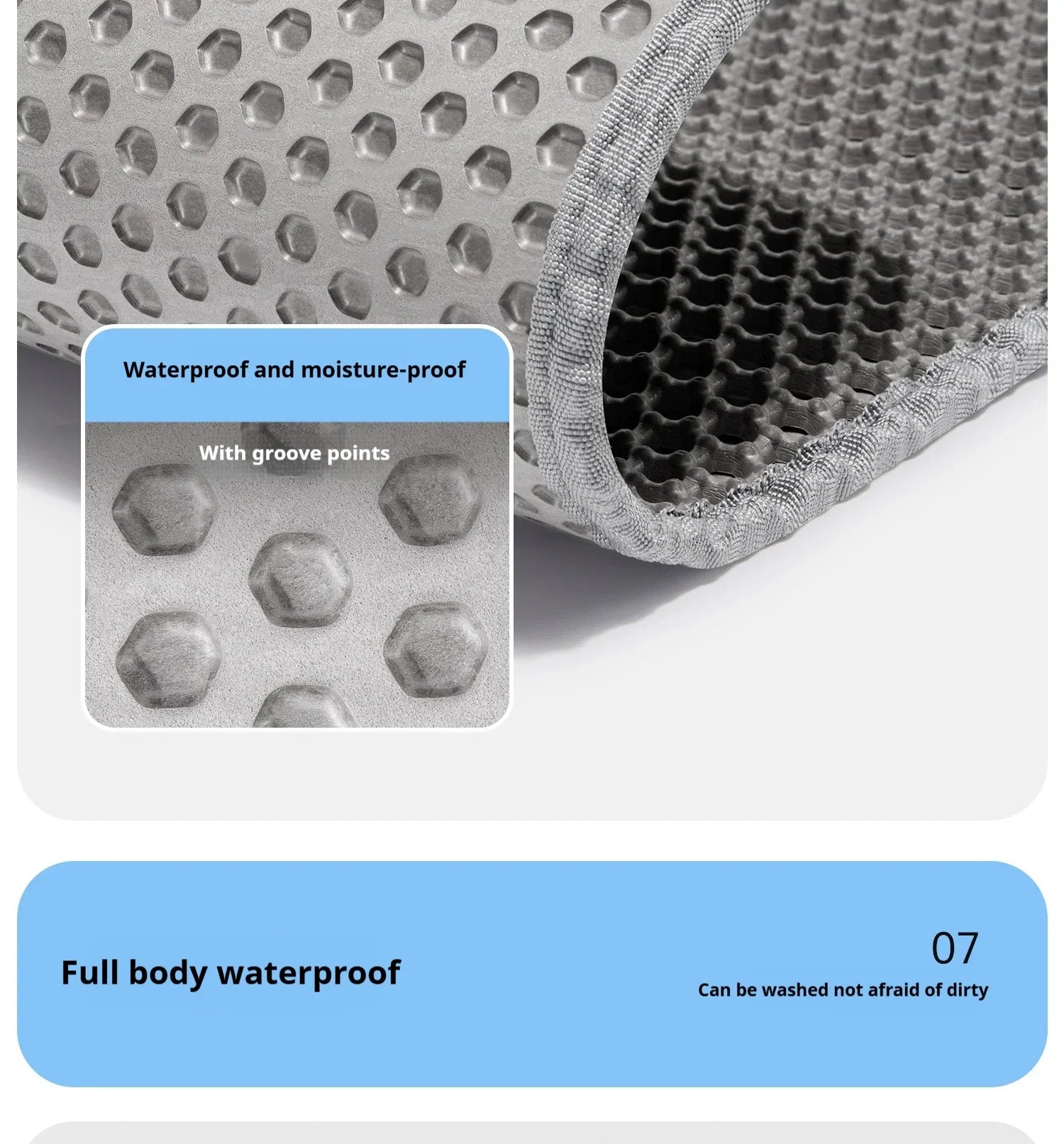 Double Layer Waterproof Cat Litter Mat 60x90cm - Anti-Slip Honeycomb Design with Easy Clean Technology