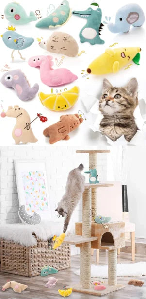 Catnip Plush Cat Toy - Soft Bite-Resistant Cartoon Animal for Dental Health, Play & Comfort