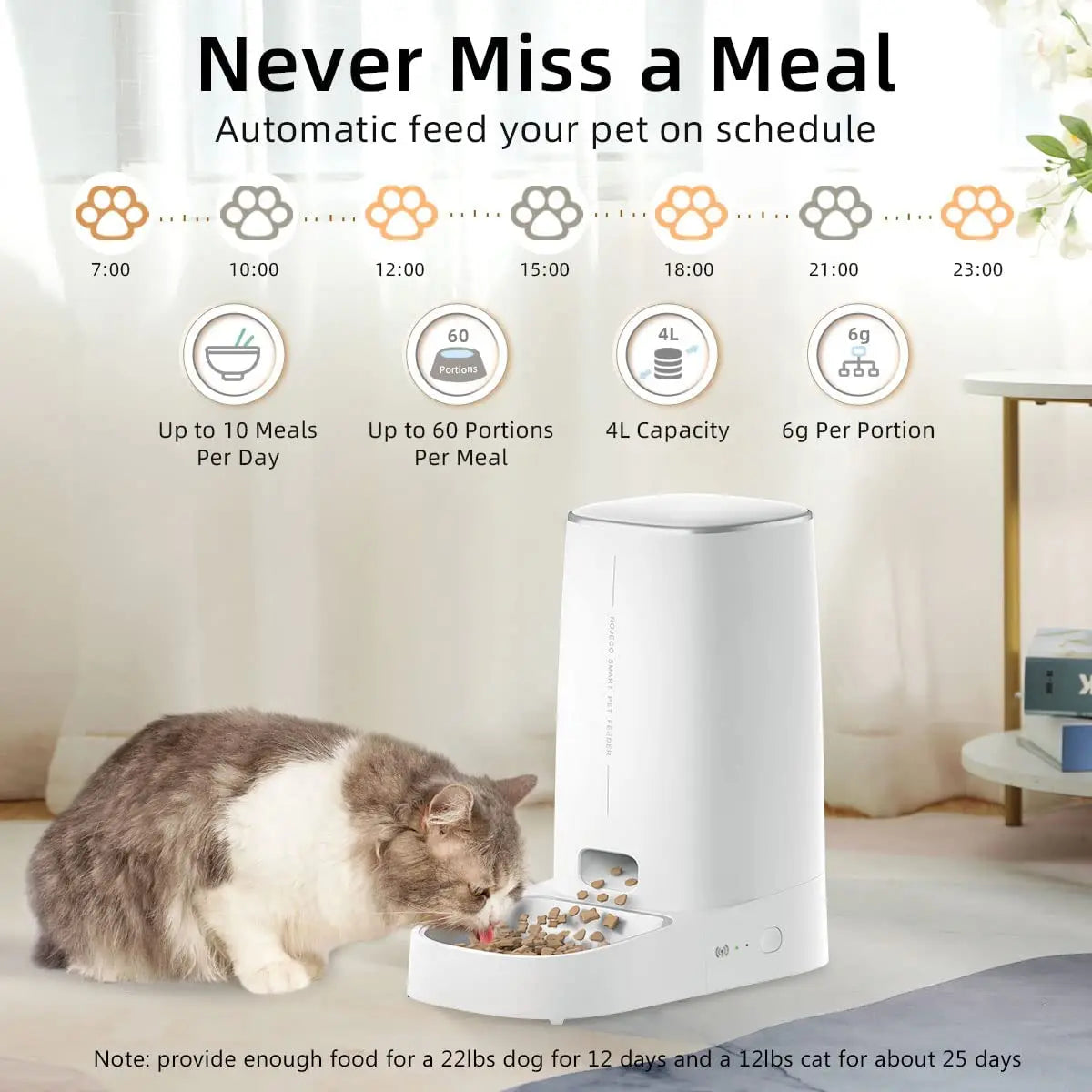 WiFi Smart Automatic Cat Feeder - 4L Capacity with App Control & Scheduled Feeding