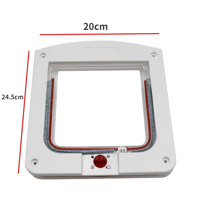 Cat Flap Door with 4-Way Lock - Small/Large Security Pet Door for Cats & Small Dogs