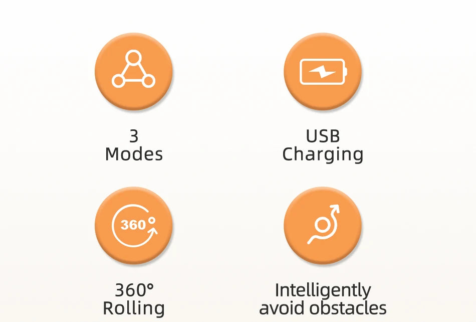 ROJECO Interactive Smart Cat Ball - Self-Rolling Automatic Cat Toy with LED Lights